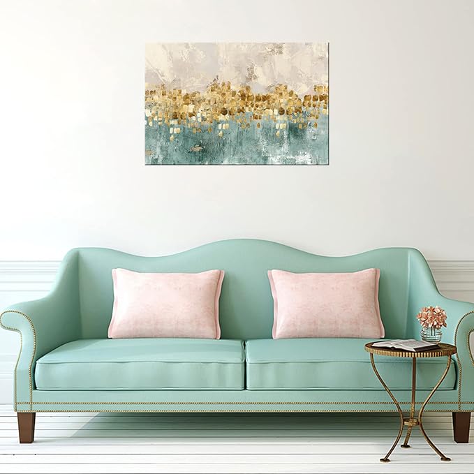 DZL Art A74669 Brown and Blue Abstract Painting Modern Decor Wall Art Tan Color - Image 8