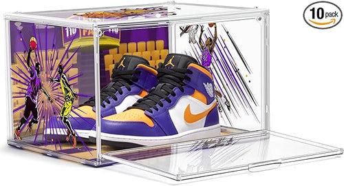 10 Pack Acrylic Shoe Box Size 14, Transparent Basketball Sneaker Case Shoe by DAYOOH