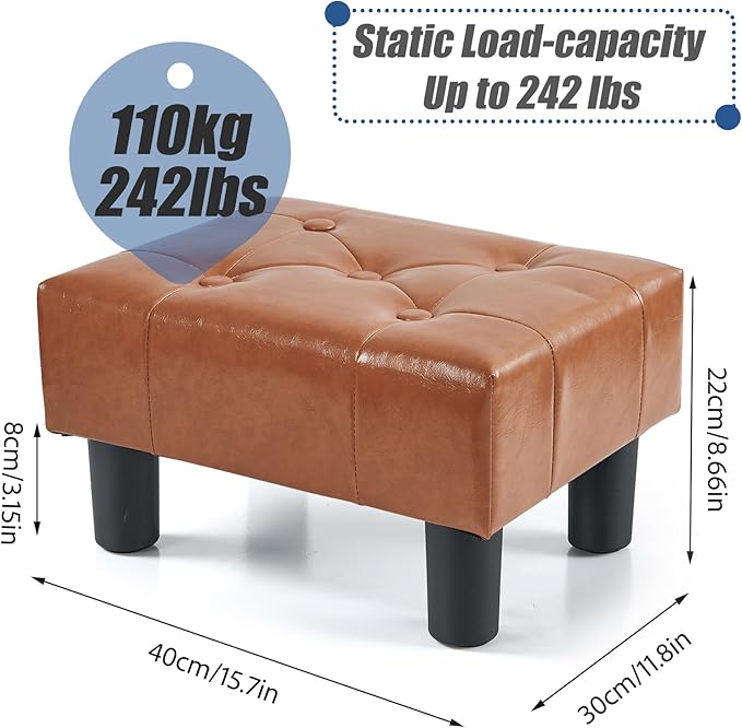 BRIAN & DANY Small Foot Stool, Leather Foot Stools - Image 3