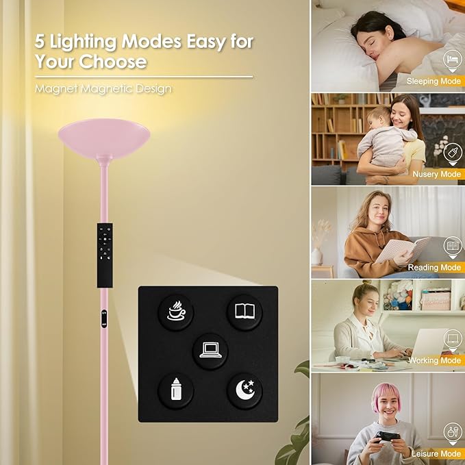 Stepless Dimmable Floor Lamp, 30W 3000LM Super Bright LED Torchiere Floor Lamps - Image 5