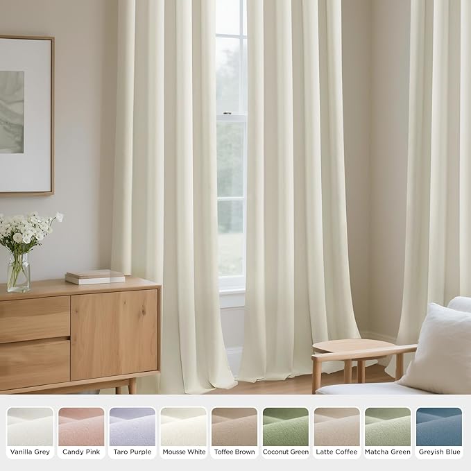 Joydeco White Velvet Curtains 108 Inches 2 Panels, Luxury Thermal Insulated - Image 7