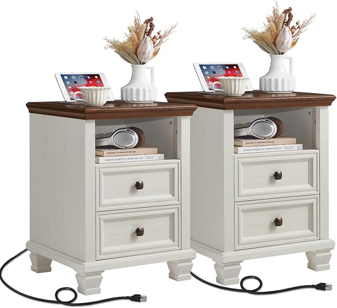 SAVOR LIFE Farmhouse Nightstand Set of 2 by SAVORLIFEFurniture