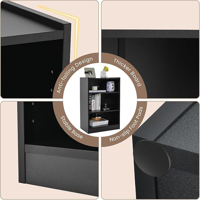 LOKO 3-Tier Open Bookcase Set of 2, Modern 3-Cube Bookshelf - Image 5