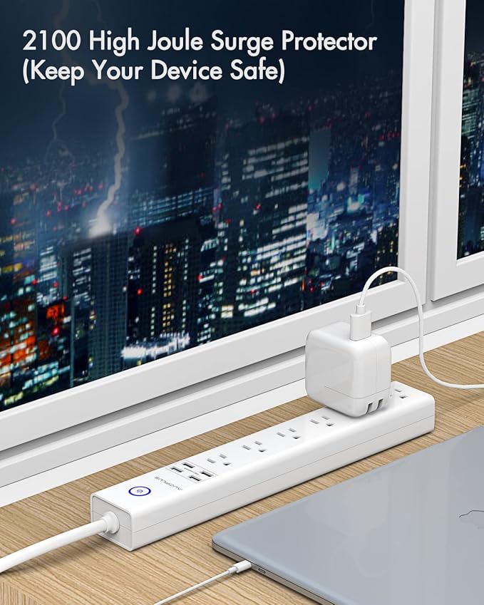 2 Pack Power Strip Surge Protector Flat Plug - Image 4