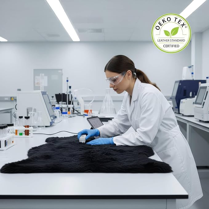 Super Area Rugs Black Sheepskin Rug Genuine Single 2x3ft Pelt Fluffy Fur Seat - Image 7