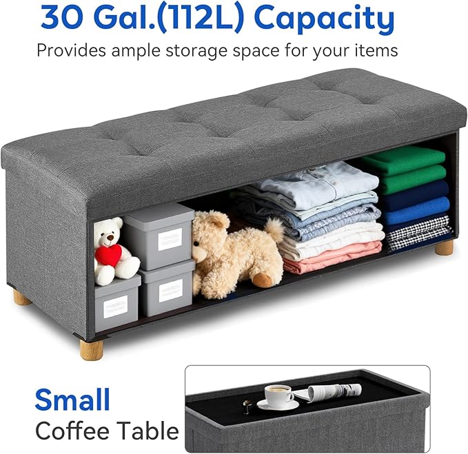 BRIAN & DANY 43 Inches Folding Storage Ottoman Bench, Ottoman - Image 4