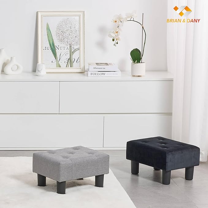 BRIAN & DANY Small Foot Stool, Linen Foot Stools - Image 7