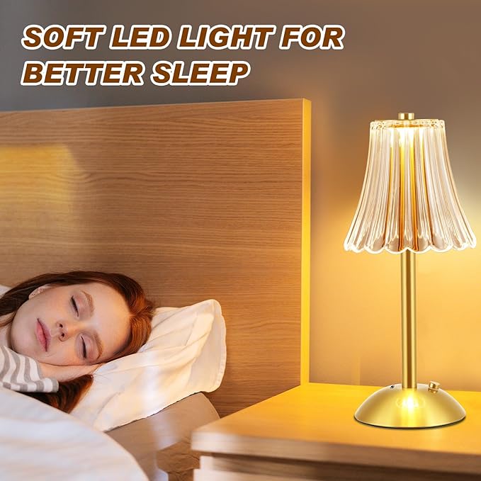 Liliful 4 Pcs Cordless Table Lamp Rechargeable Touch LED Small Gold Portable - Image 5