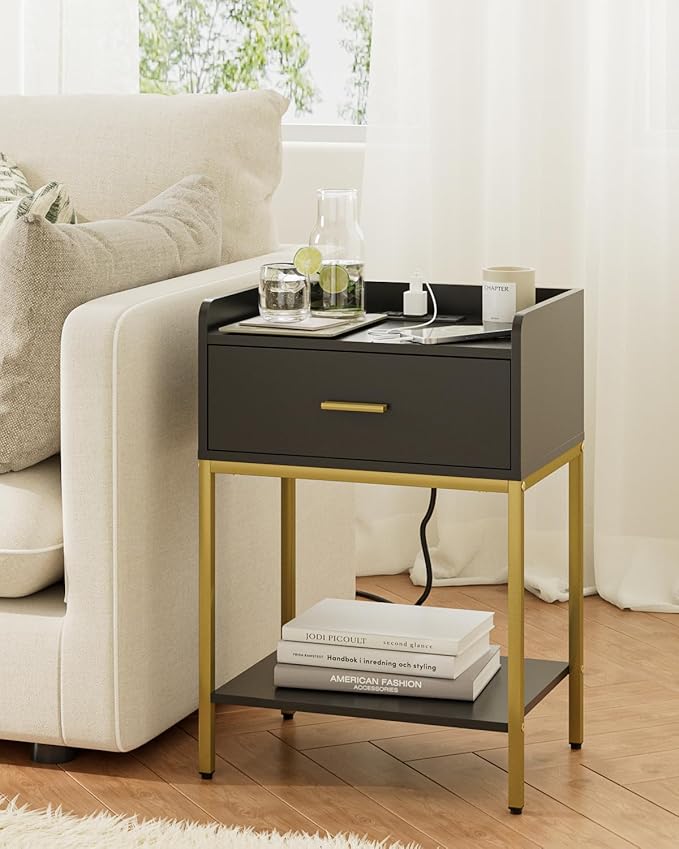 Masupu Nightstand with Charging Station, 3-Tier Modern Bedside Night Stand with - Image 6