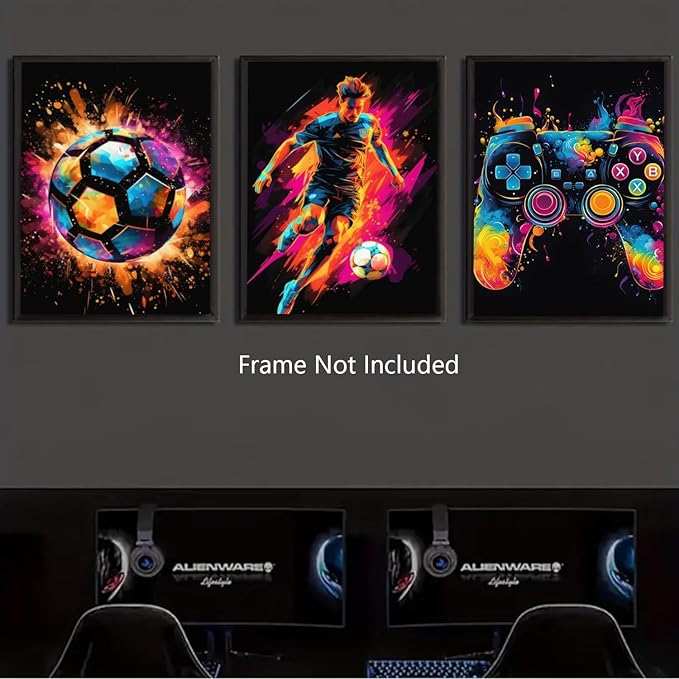 Canvas Wall Art Poster Decor, Paintings Art Game Controller Color Splash Ink - Image 7