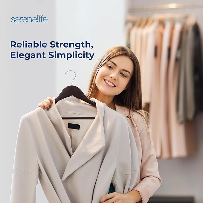 SereneLife 60 Pack Wooden Coat Hangers – Durable Suit Hangers - Image 6
