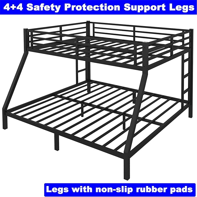 Upgraded Version Thicken Metal Heavy Duty Queen Over King Bunk Bed, Best Modern - Image 6
