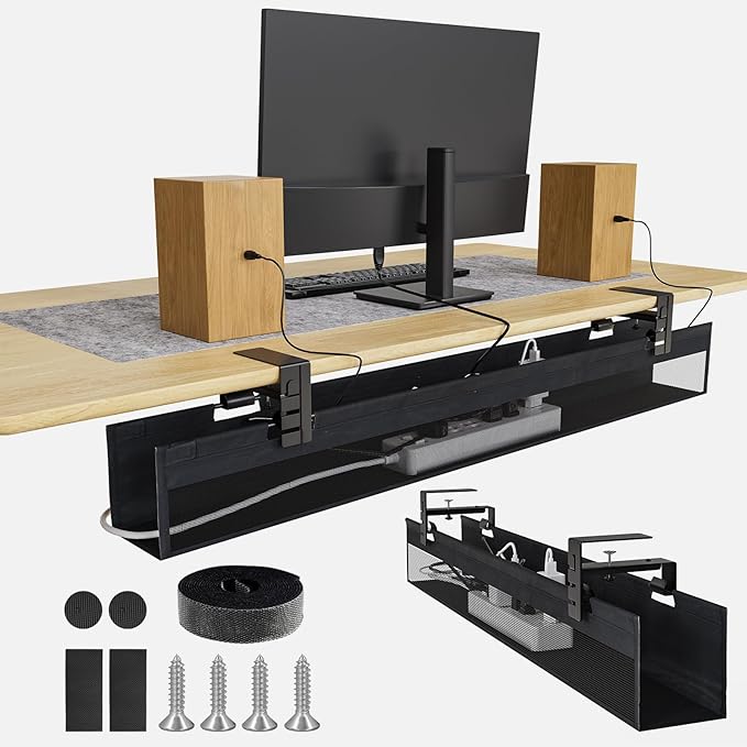No Drill Under Desk Cable Management Tray, Nonkky Cable Management Under Desk by NONKKY