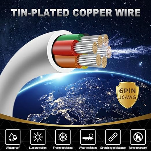16 Gauge 6 Conductor Electrical Wire, 32.8FT White Stranded Low Voltage 16/6 - Image 2