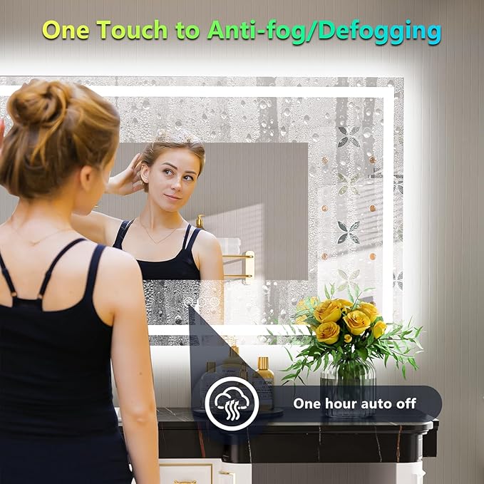 YEELAIT 55x30 Inch RGB LED Bathroom Mirror Front Light and RGB Backlit Lighted - Image 5
