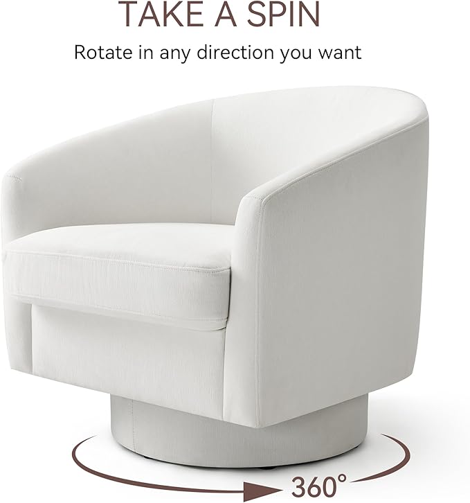 Swivel Barrel Accent Chair, Round Chenille Fabric Living Room Arm Chairs - Image 5