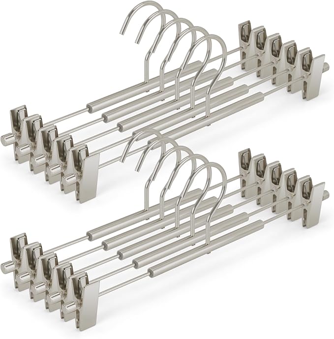 VWV 10-Pack Adjustable Women's Skirt and Pants Hangers, Space-Saving, Suitable by Designedforluxuryhangers