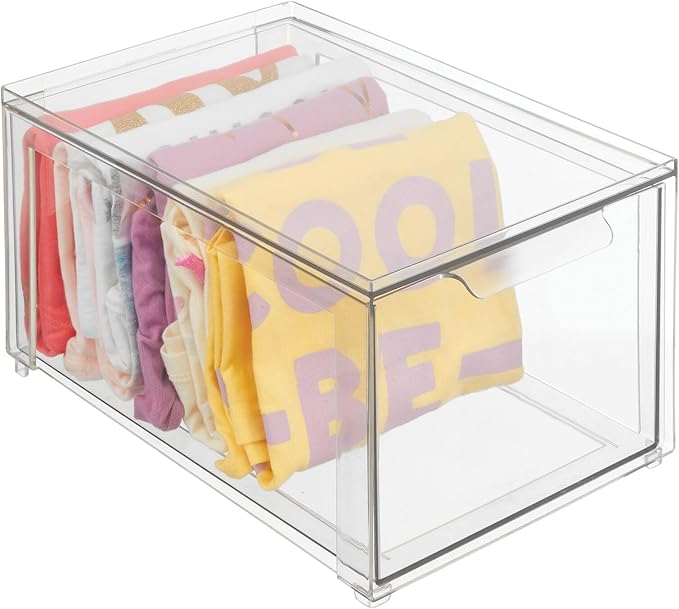 mDesign Plastic Closet Organizer Bin w/Pull Out Drawer - Image 8