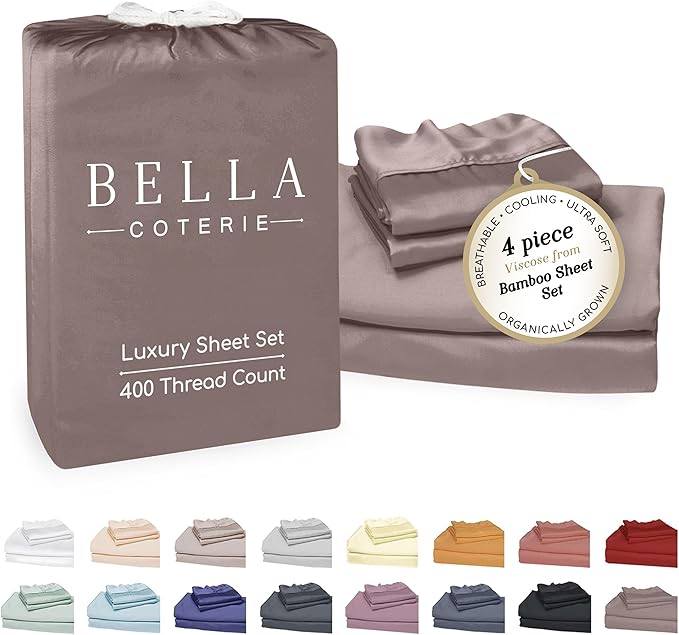 Bella Coterie Luxury Bamboo Viscose Cal King Size Sheet Set | 100% Organically by BC