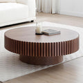 LKTART Round Coffee Table for Living Room, Accent Fluted Drum Coffee Table by LKTART
