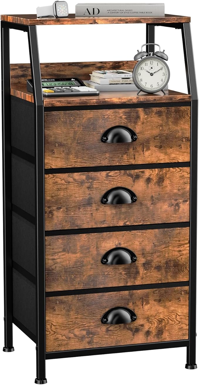 Dresser with 4 Drawers, Fabric Storage Tower by Ollieroo