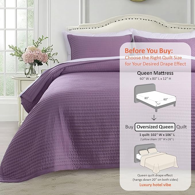 KASENTEX Oversized Queen Quilt Set 102"x106" – Soft Washed 3-Layer Lightweight - Image 3