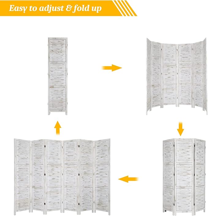 Bonnlo Wood Room Divider Privacy Screen, 5.9 Ft Tall Folding Partition Wall - Image 3