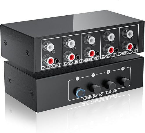 3.5mm Aux + RCA L/R Audio Switch Box 4 in 1 Out Bidirectional, BolAAzuL Stereo by BolAAzuL