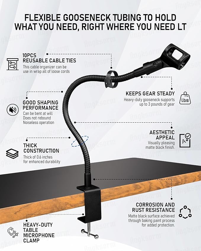 13-INCHS Flexible Gooseneck Microphone Stand - Image 3