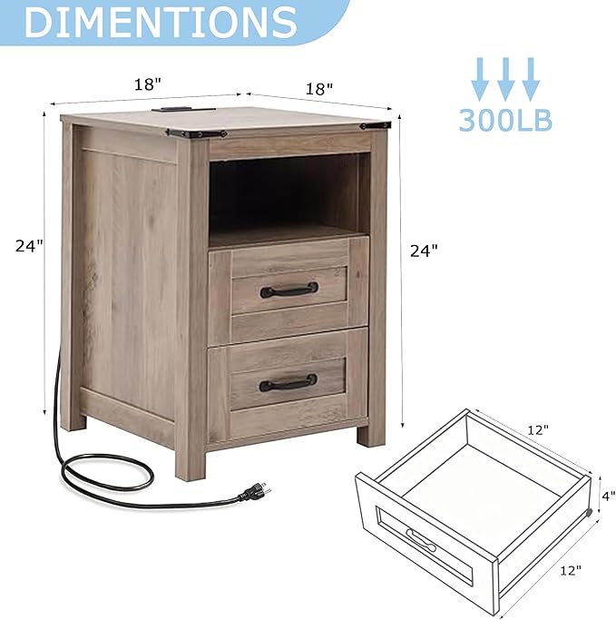 Puntogen Sierra Night Stand, Rustic End Table - Image 2
