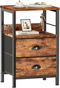 Furologee Nightstand with 2 Fabric Drawers, Night Stand with 2-Tier Shelf by Furologee