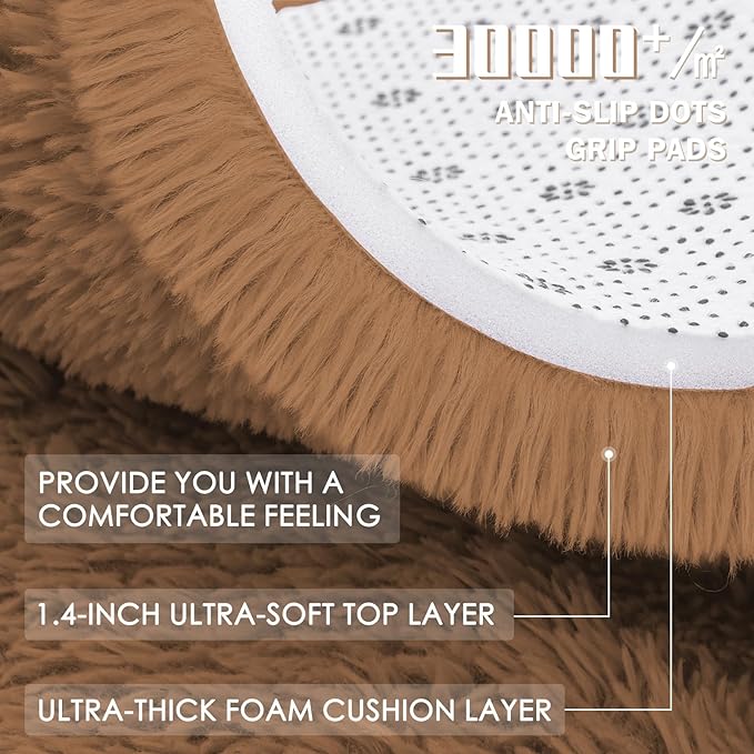 OLANLY Khaki Round Rugs for Bedroom - Image 6