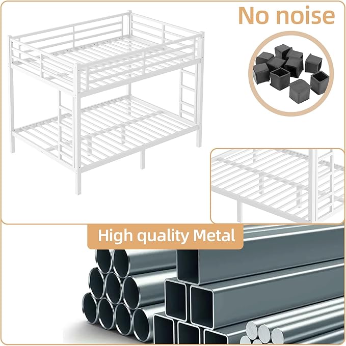 Queen Over Queen Bunk Bed Frame, Heavy Duty Metal Loft Bed - Image 6