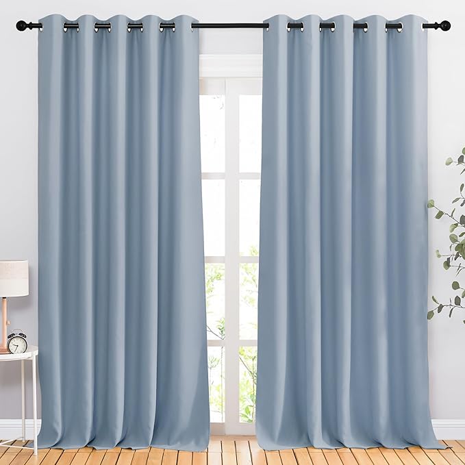NICETOWN Vintage Blue Room Darkening Draperies and Curtains by NICETOWN