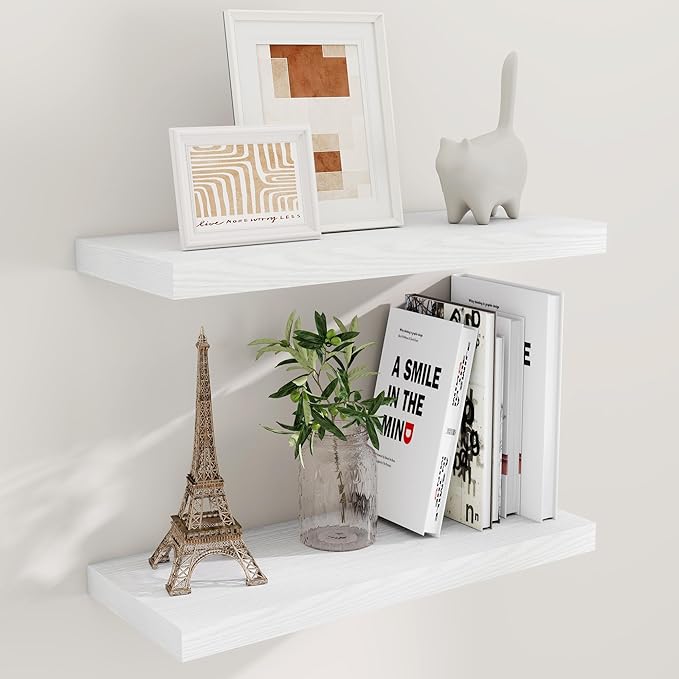 Fun Memories Floating Shelves for Wall, 24 x 9.3 Floating Shelf Wall-Mounted by FunMemories