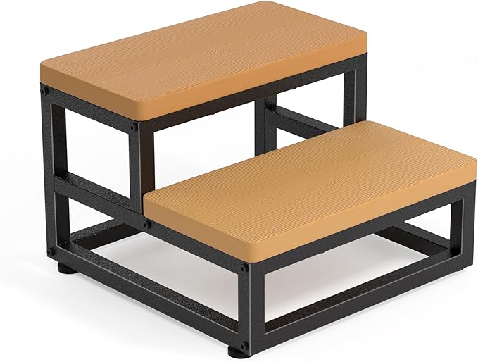 Y&M Two Step Stool for Adults Kids, Waterproof HPDE Bed Step Foot Stool by YM