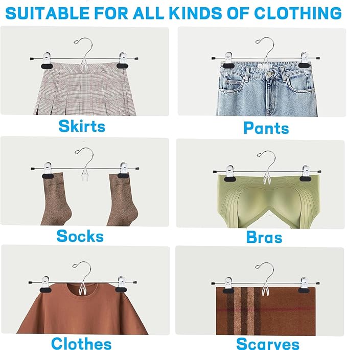 Amber Home 12 Pack Heavy Duty Add on Metal Pants Skirt Hangers, Stackable - Image 5