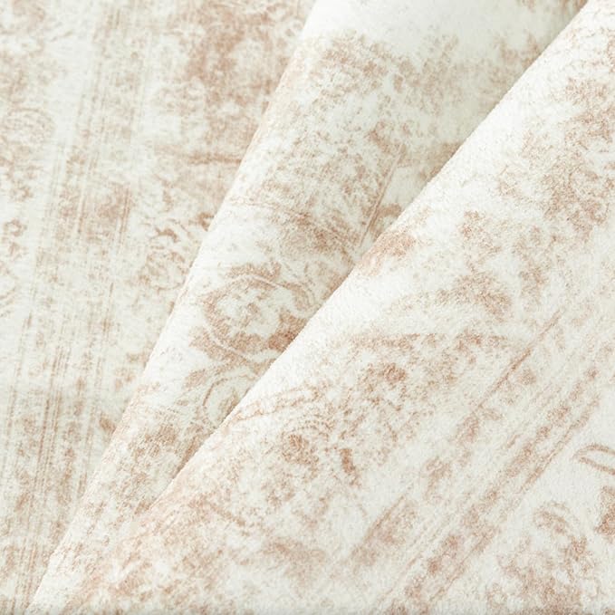 Area Rug 3x5 Cream Washable Office Entryway Vintage Medallion Beige Carpet Non - Image 9
