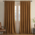 Joydeco Brown Velvet Curtains 102 inch Length 2 Panels, Luxury Blackout Rod by JOYDECO