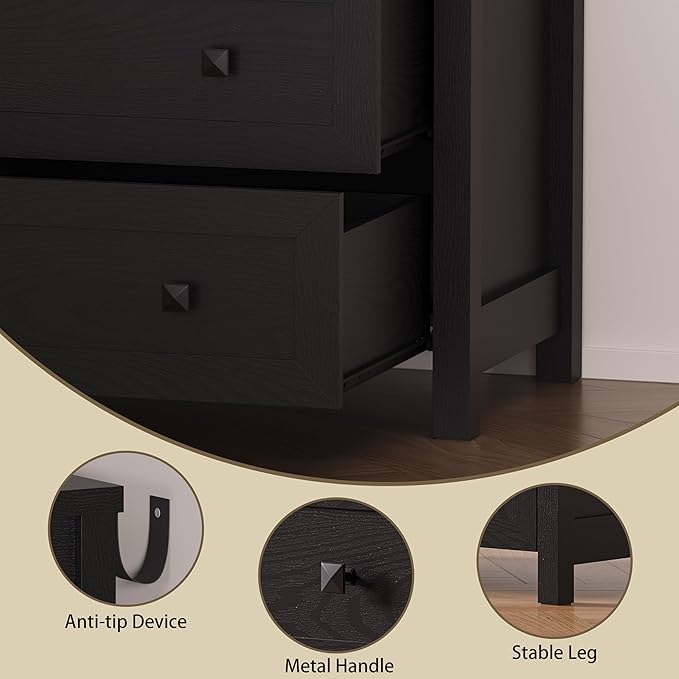 3-Drawer Dresser, Small Wooden Chest of Drawers - Image 5