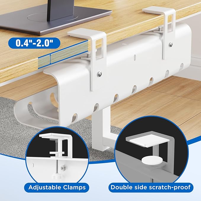Under Desk Cable Management Tray No-Drill 2 Pack 16.9‘’ Wire Cord Organizers - Image 2