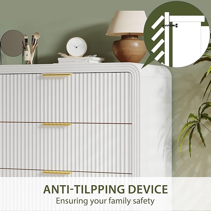 Fluted 5 Drawers Dresser, Wood Drawer Organizer - Image 8