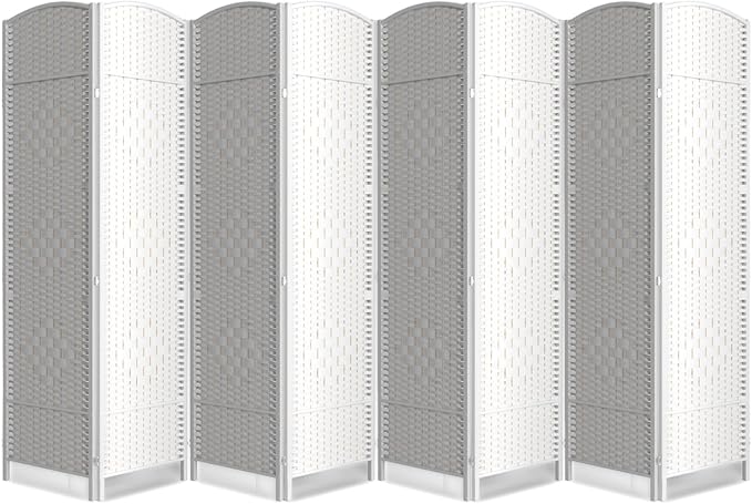 Folding Room Divider, Weave Fiber Privacy Screen, Extra Wide Room Screen by cocosica