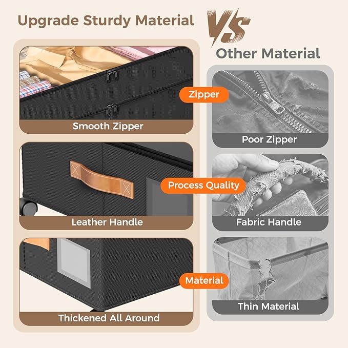 Under Bed Storage with Wheels, Large Capacity UnderBed Containers with Clear - Image 4