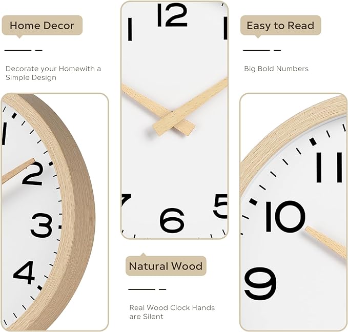 AKCISOT Wall Clock, Boho Kitchen 10 Inch Wall Clocks Battery Operated Non - Image 5