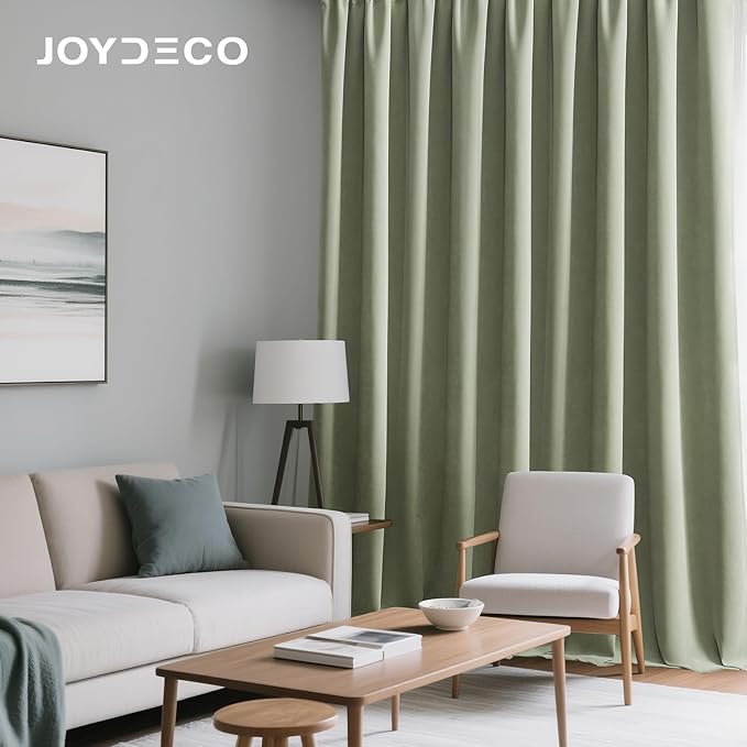 Joydeco Sage Green Velvet Curtains 84 Inches 2 Panels, Luxury Thermal Insulated - Image 4