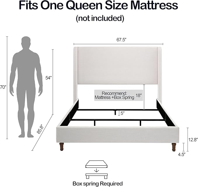 Queen Size Upholstered Platform Bed - Image 2