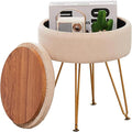 Cpintltr Modern Velvet Foot Rest Stool Upholstered Round Storage Ottomans by CpintltrFruniture