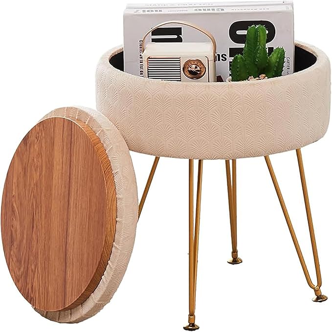 Cpintltr Modern Velvet Foot Rest Stool Upholstered Round Storage Ottomans by CpintltrFruniture