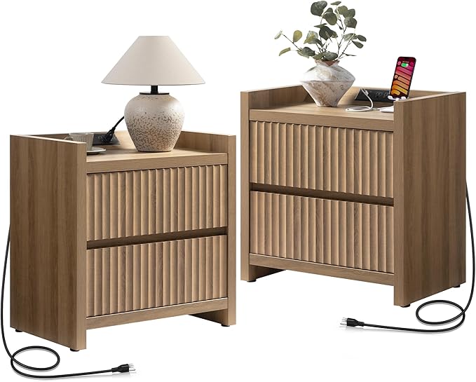 SICOTAS Night Stands Set of 2-Fluted Nightstands by SICOTAS